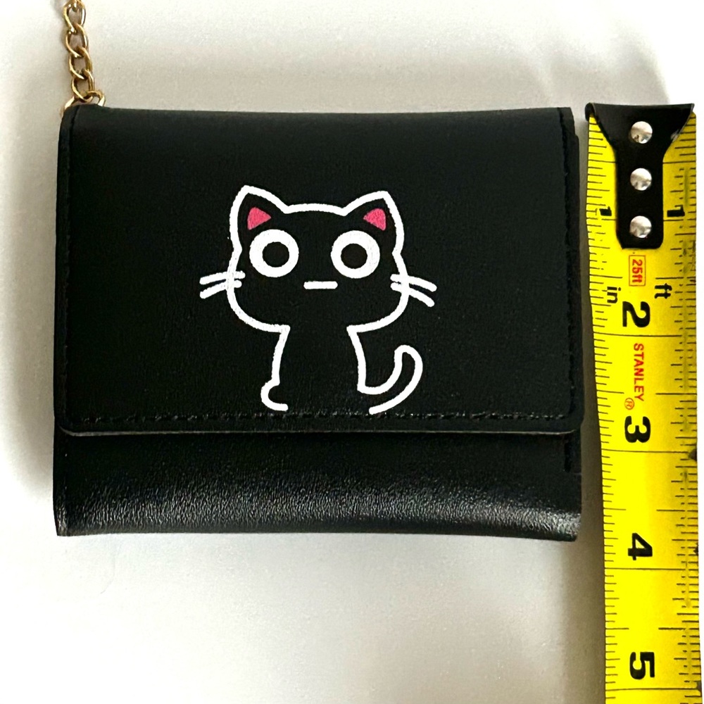 🌸Super Cute Cat/Kitten Wallet. Black w/ White Cat & Paw Charm - Picture 8 of 9